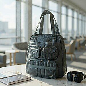 Lug Quilted Tote Bag in Dark Green